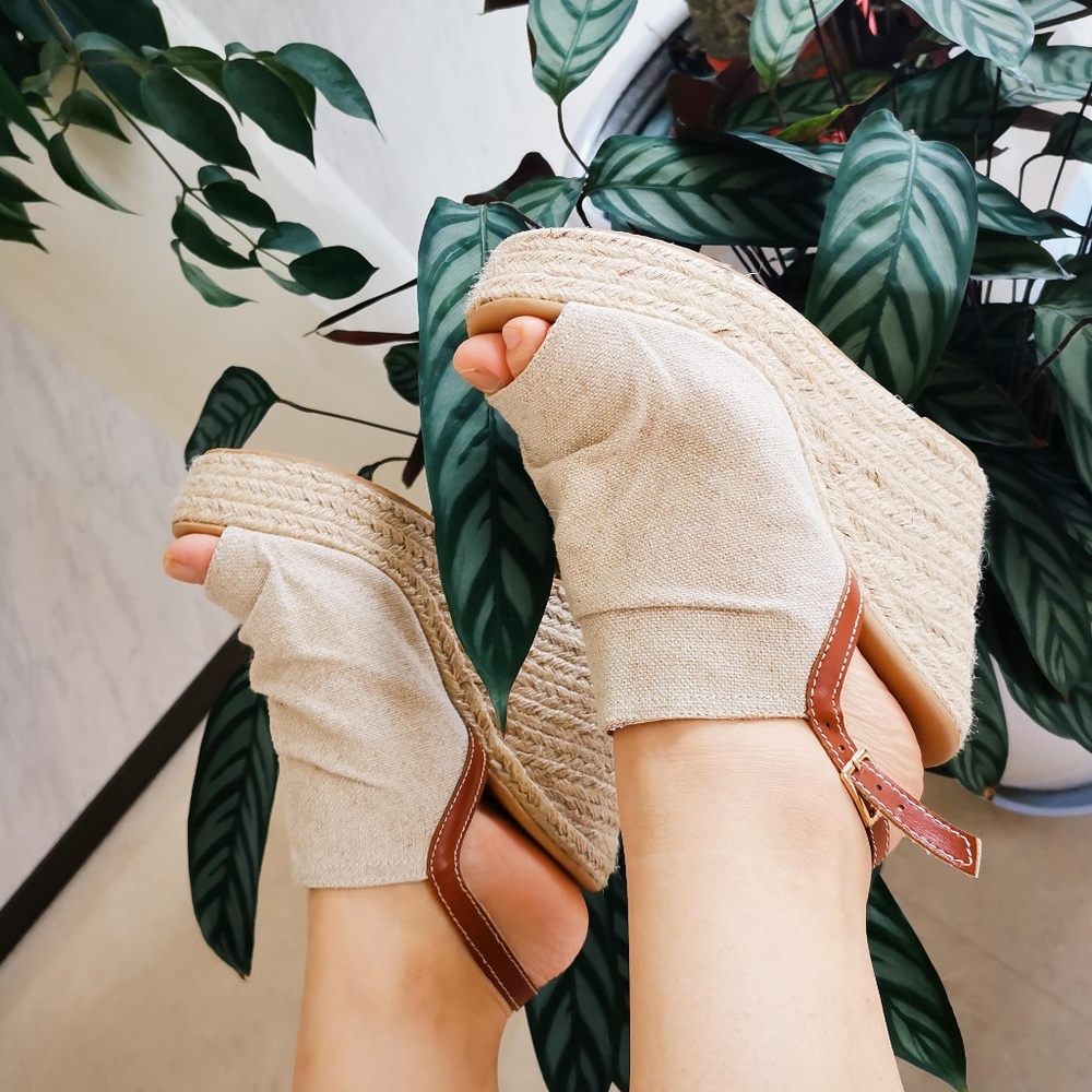 Jolimall Dazzlingly Tall Wedge Peep Toe Sandals